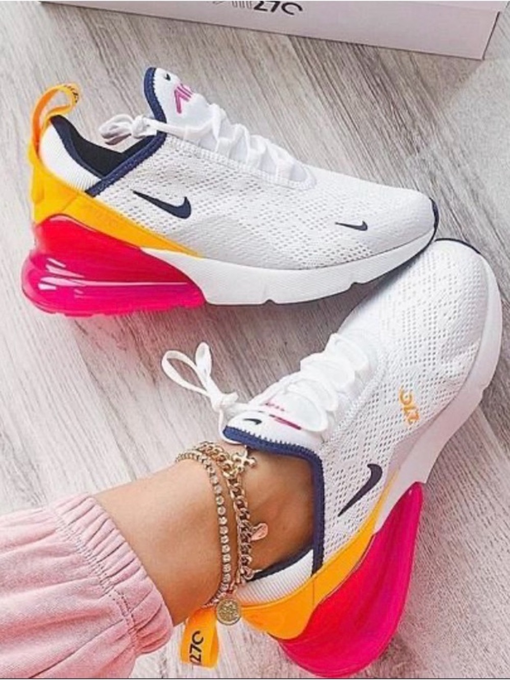 NIKE AIR MAX 270 SORBET SUMMIT WHITE FUCHSIA WOMEN'S US SIZE 9.5